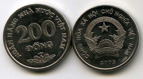 Монета 200 донг 2003г Вьетнам