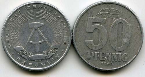 Монета 50 пфенингов 1968г Германия