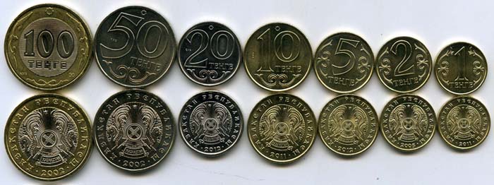 Набор монет 1-100 тенге 2002-12г Казахстан