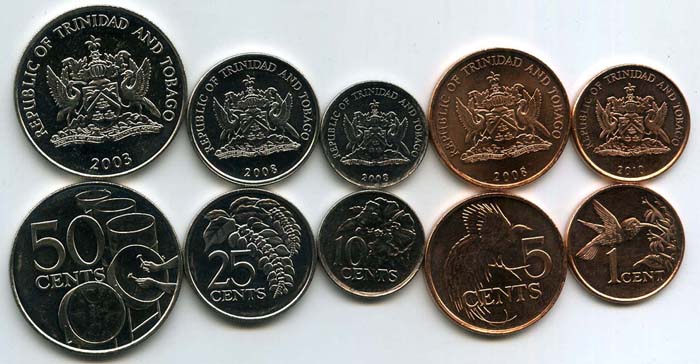 Набор монет 1,5,10,25,50 центов 2008г Тринидад