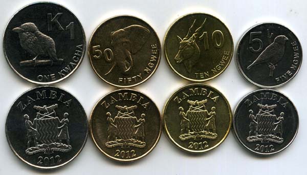 Набор монет 5,10,50 нгеве 1 квача 2012г Замбия