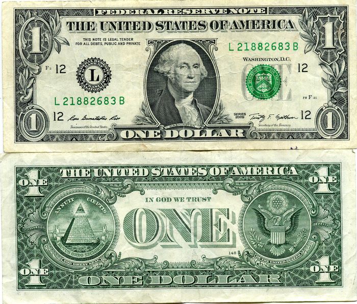 Бона 1 доллар 2009г L США