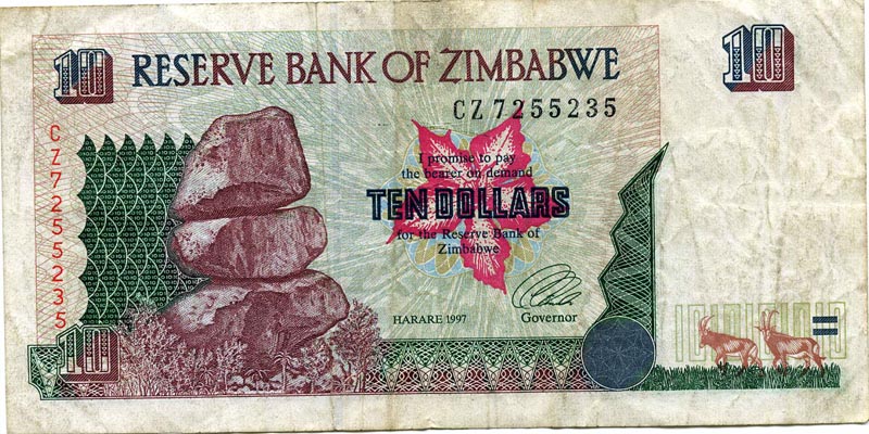Бона 10 долларов 1997г бу Зимбабве