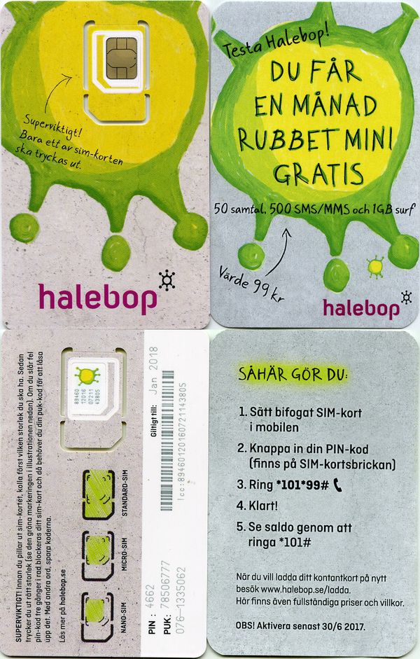 Карточка с симкой Хейлбоп Швеция