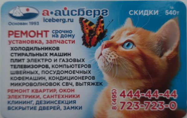 Магнитик Айсберг 2025г котёнок с бабочкой