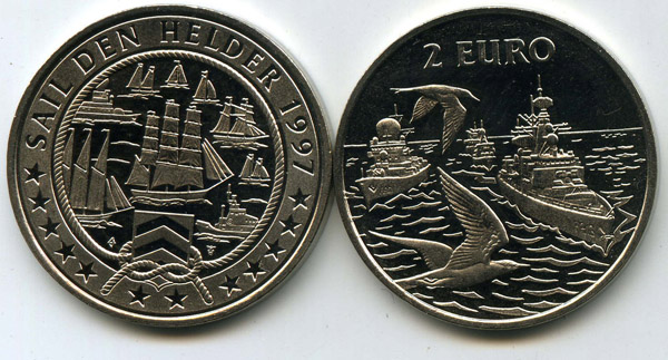 Монета 2 евро 1997г военные корабли Нидерланды