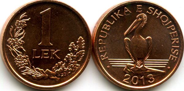 Монета 1 лек 2013г Албания