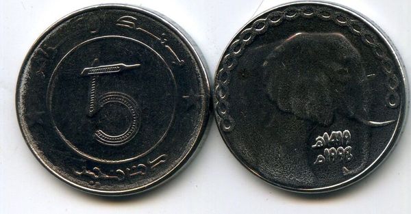 Монета 5 динар 1998г Алжир