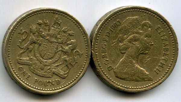 Монета 1 фунт 1983г герб Великобритания
