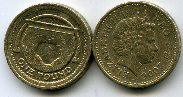 Монета 1 фунт 2006г арочный мост Великобритания