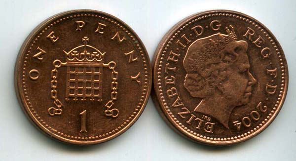 Монета 1 пенни 2004г Англия