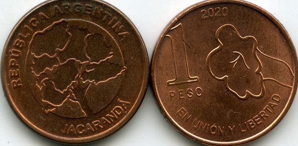 Монета 1 песо 2020г Аргентина