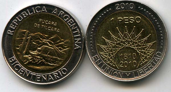 Монета 1 песо 2010г Пукара Аргентина