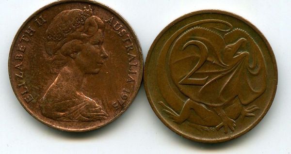 Монета 2 цента 1975г Австралия