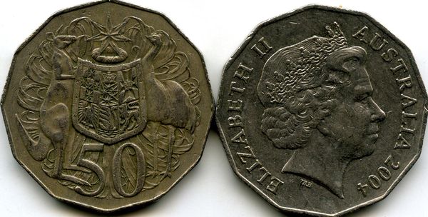 Монета 50 центов 2004г Австралия