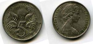 Монета 5 центов 1981г Австралия