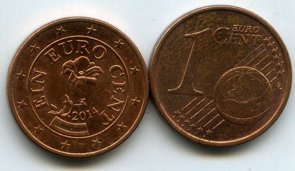 Монета 1 евроцент 2014г Австрия