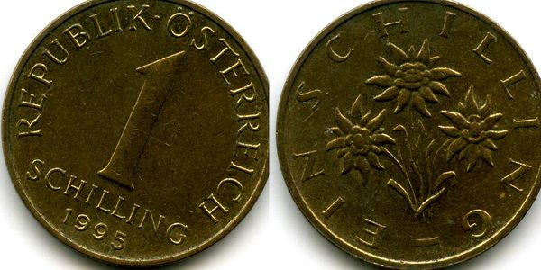 Монета 1 шиллинг 1995г Австрия