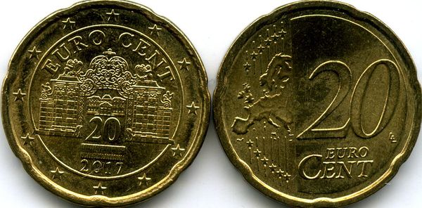 Монета 20 евроцентов 2017г Австрия