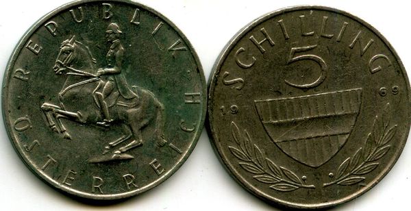 Монета 5 шиллингов 1969г Австрия