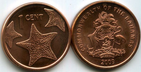 Монета 1 цент 2009г Багамы