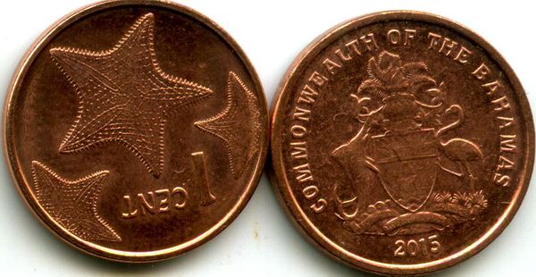 Монета 1 цент 2015г Багамы