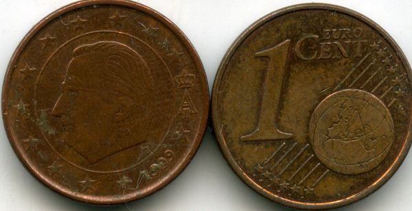 Монета 1 евроцент 1999г Бельгия