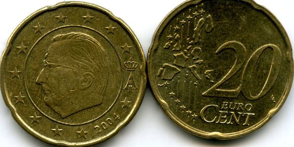Монета 20 евроцента 2004г Бельгия