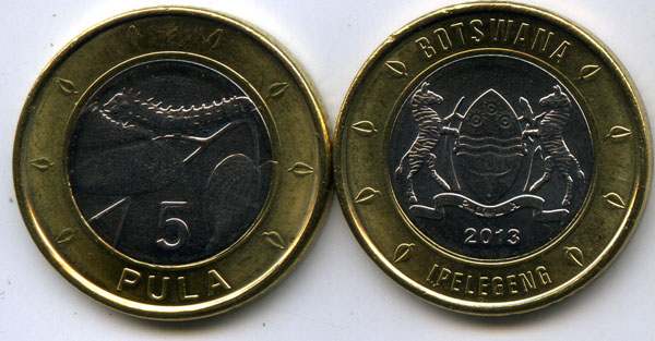 Монета 5 пула 2013г Ботсвана