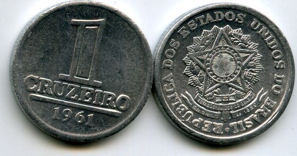Монета 1 крузейро 1961г Бразилия
