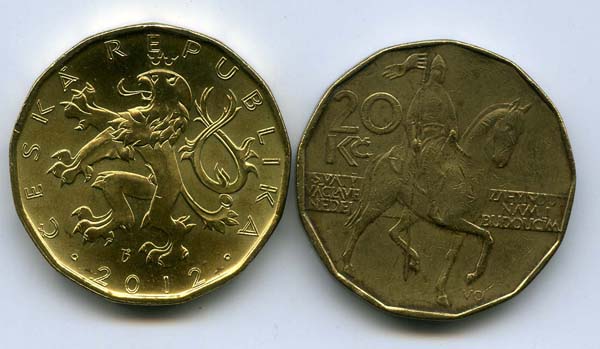Монета 20 крон 2012г Чехия