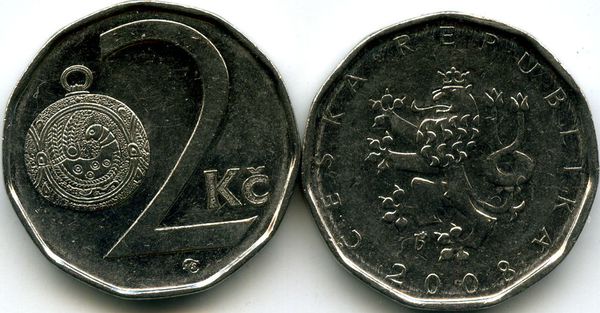Монета 2 кроны 2008г Чехия