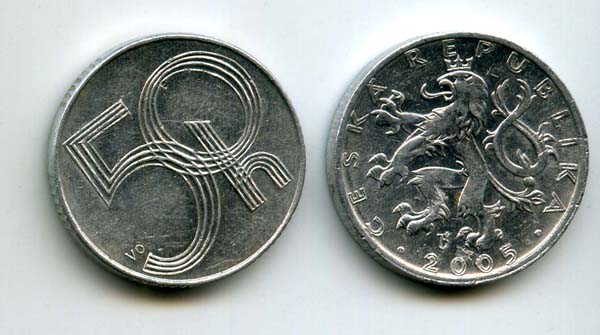 Монета 50 геллеров 2005г Чехия