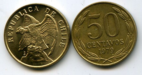 Монета 50 сентавос 1979г Чили