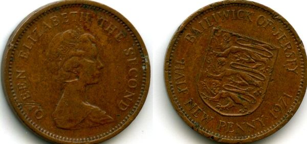 Монета 1/2 пенни 1971г Великобритания (Джерси)
