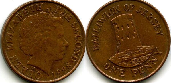 Монета 1 пенни 1998г Великобритания(Джерси)