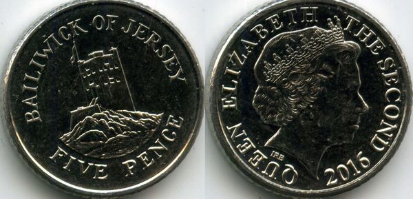 Монета 5 пенсов 2016г Великобритания(Джерси)