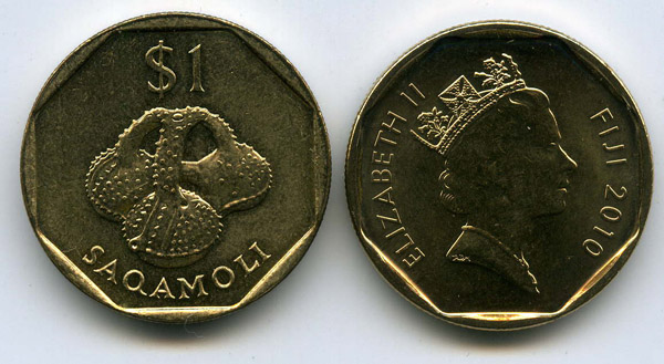 Монета 1 доллар 2010г Фиджи