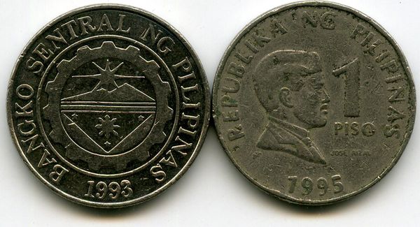 Монета 1 писо 1995г Филиппины