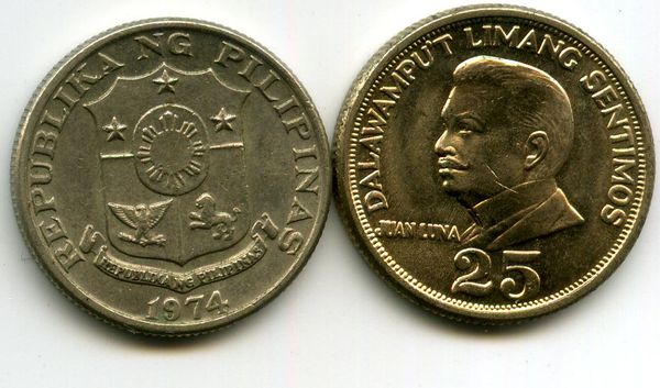 Монета 25 сентимо 1974г Филиппины
