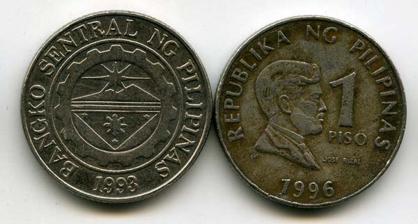 Монета 1 писо 1996г Филиппины