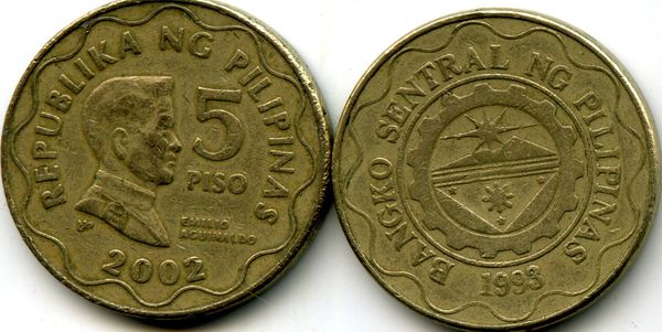 Монета 5 писо 2002г Филиппины