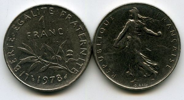 Монета 1 франк 1978г Франция