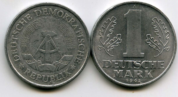 Монета 1 марка 1962г Германия