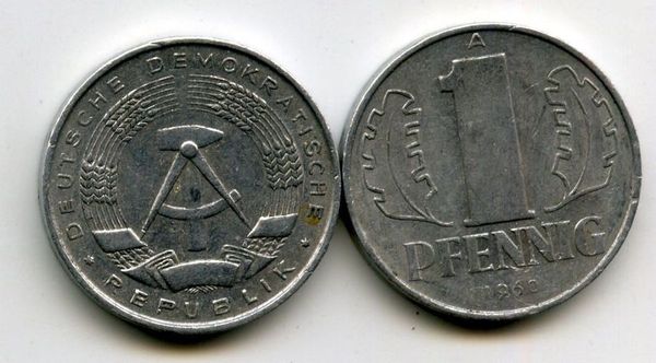 Монета 1 пфенинг 1960г Германия