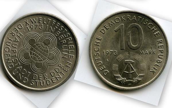 Монета 10 марок 1973г фестиваль Германия