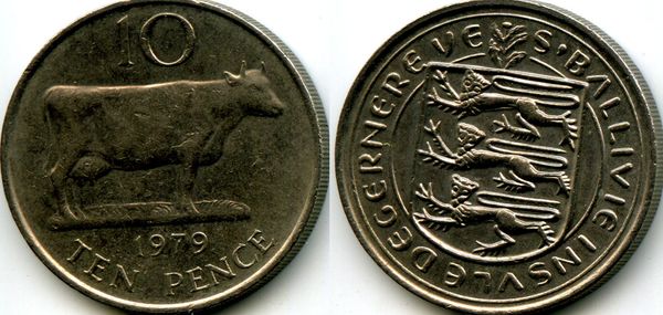 Монета 10 пенсов 1979г Великобритания (Гернси)