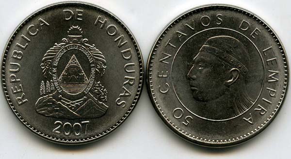 Монета 50 сентавос 2007г Гондурас