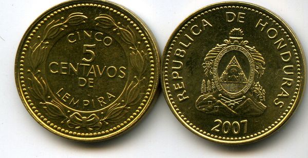 Монета 5 сентавос 2007г Гондурас