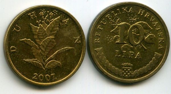 Монета 10 липа 2007г Хорватия